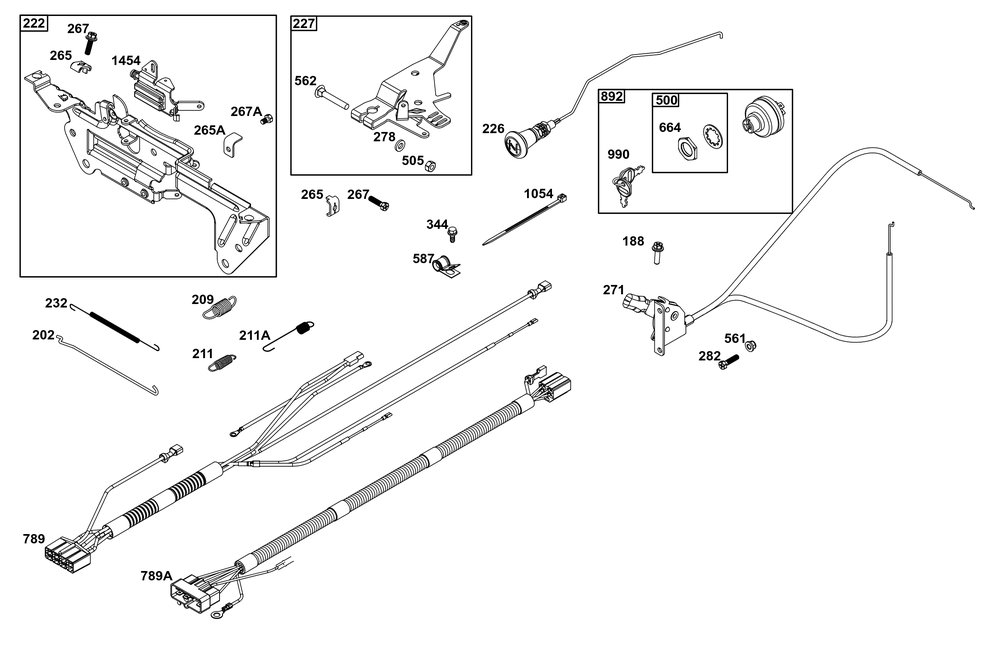 Controls Group Diagram and Parts List for 542477-2226-J1 400000 - 699999 Briggs and Stratton Engine
